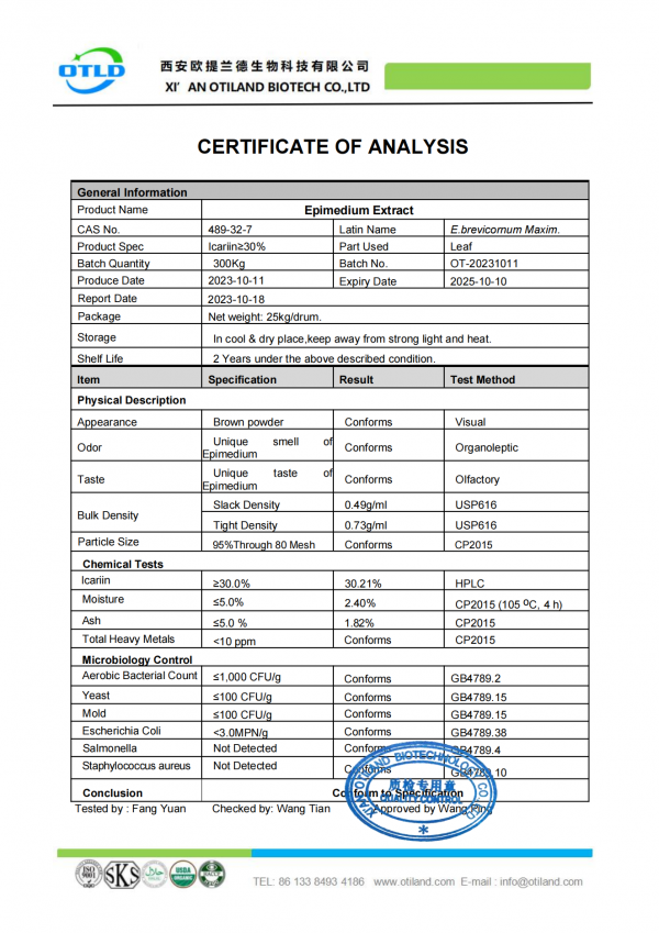 Wholesale Epimedium Extract Icariin E Brevicornum Maxim Bulk